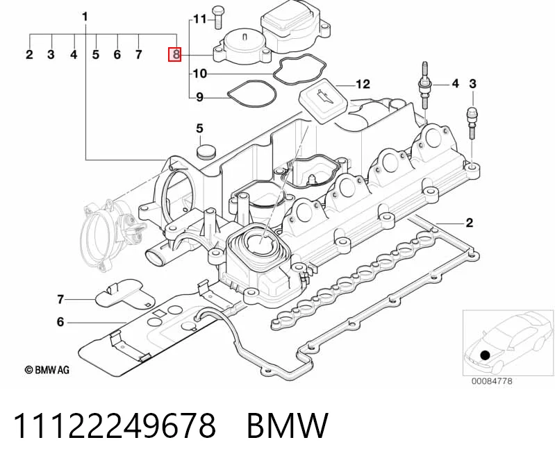 11122249678 BMW Válvula de ventilación del cárter