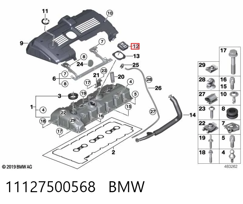 11127500568 BMW Tapa, tubuladura de relleno de aceite