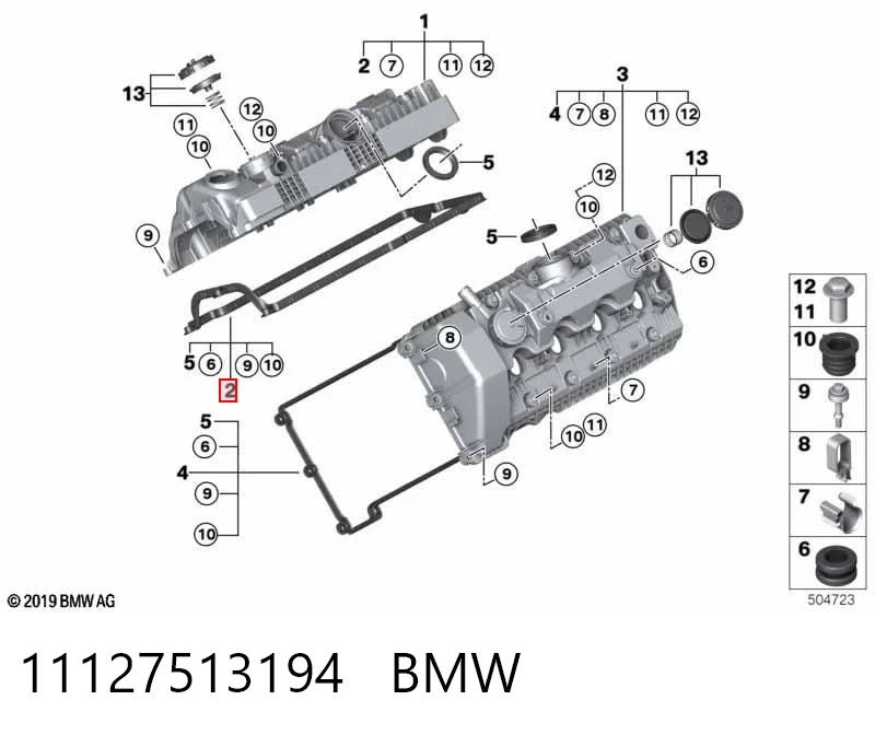 11127513194 BMW Junta de tapa de válvulas derecha