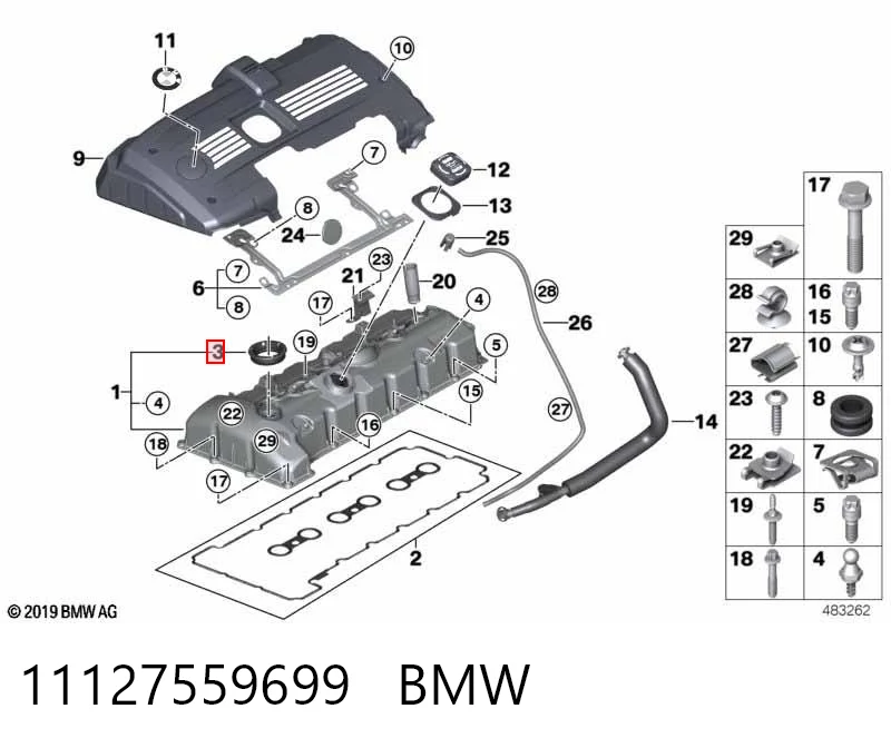 11127559699 BMW Junta de válvula de ventilación del cárter