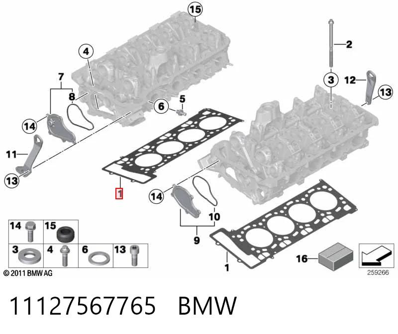 11127567765 BMW Empaquetadura de culata