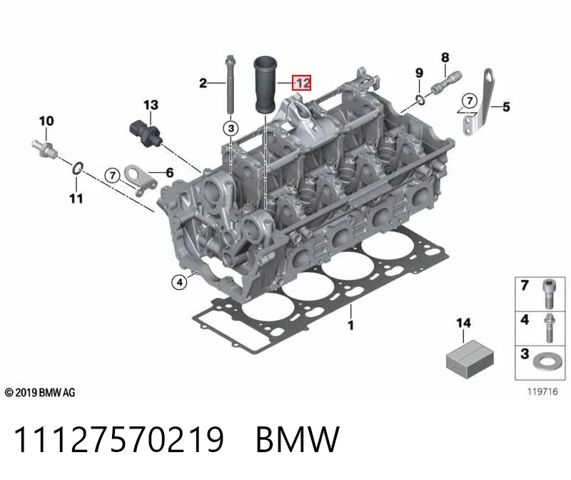 11127570219 BMW Vaso de bujía