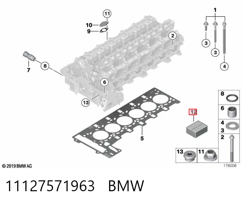 11127571963 BMW Juego de juntas superiores de motor