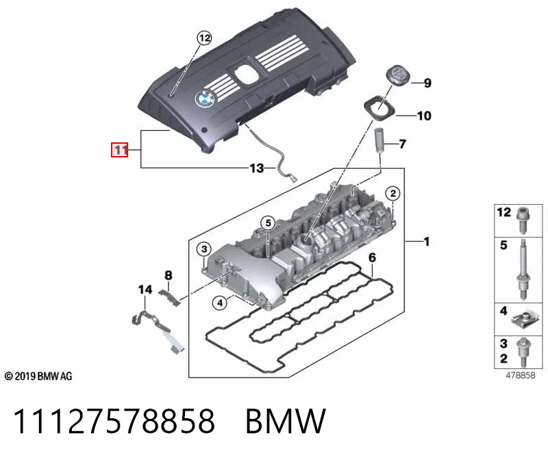 11127578858 BMW Tapa del motor decorativa