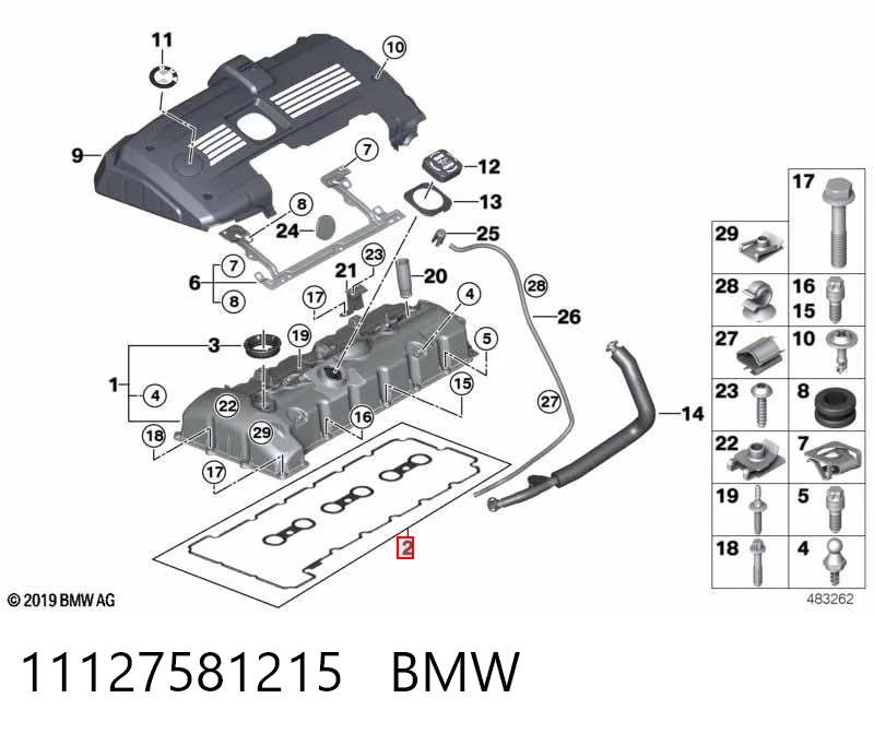11127581215 BMW Juego de juntas de tapa de balancines