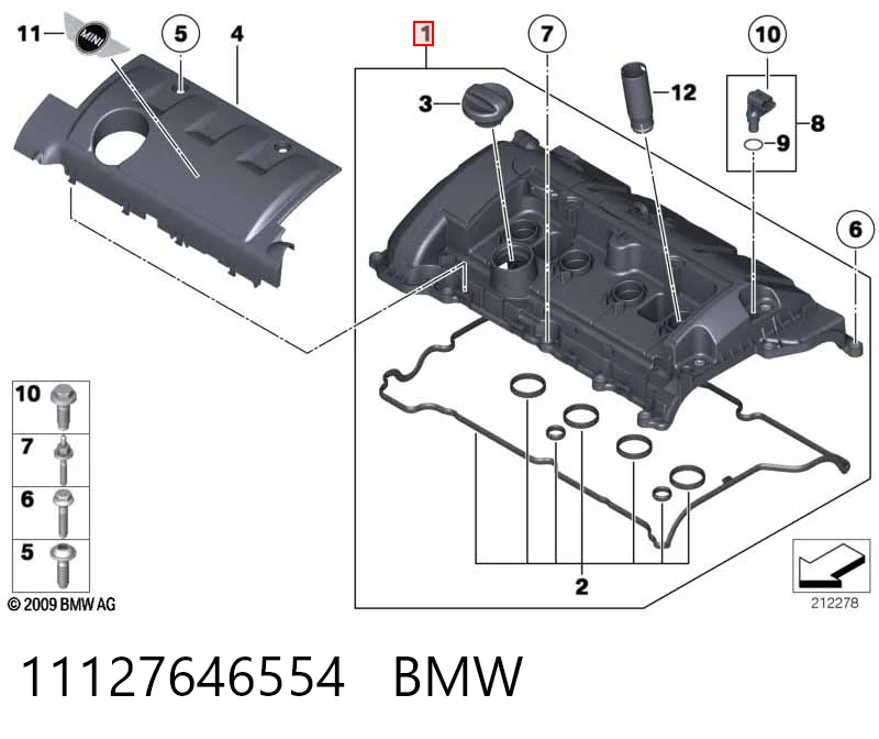 11127646554 BMW Tapa de culata