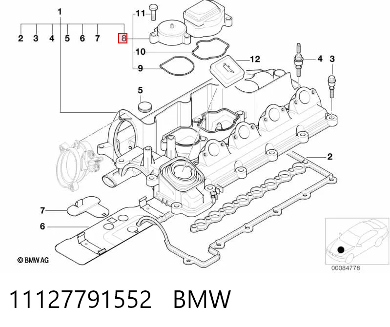 11127791552 BMW Válvula de ventilación del cárter