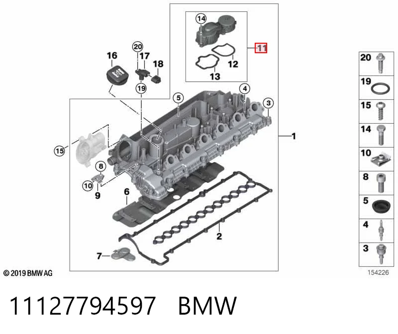 11127794597 BMW Válvula de ventilación del cárter