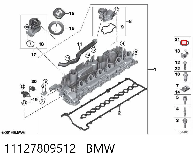 11127809512 BMW Válvula de ventilación del cárter