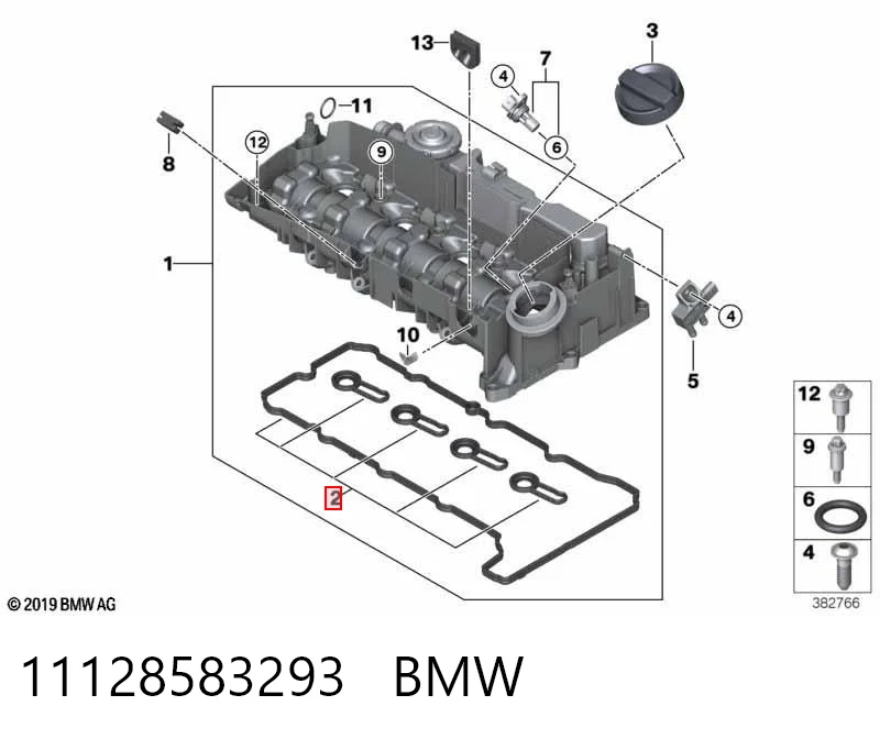 11128583293 BMW Juego de juntas de tapa de balancines