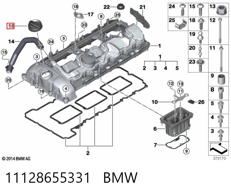 11128655331 BMW Tapa, tubuladura de relleno de aceite