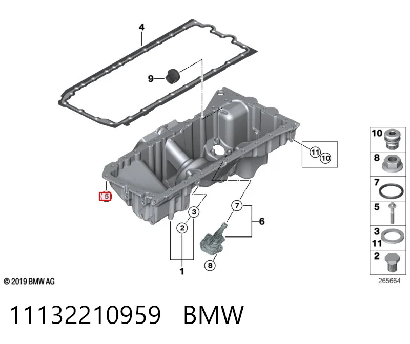 11132210959 BMW Tornillo del cárter del motor