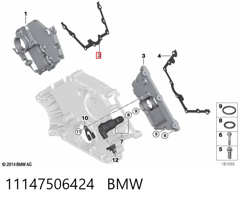 11147506424 BMW Junta de tapa frontal del motor derecha
