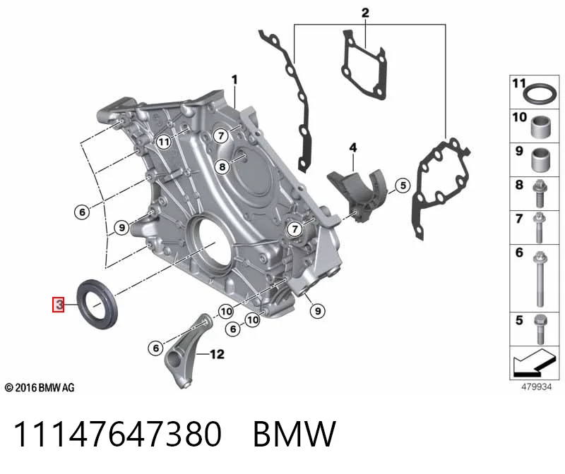 11147647380 BMW Retén del cigüeñal frontal