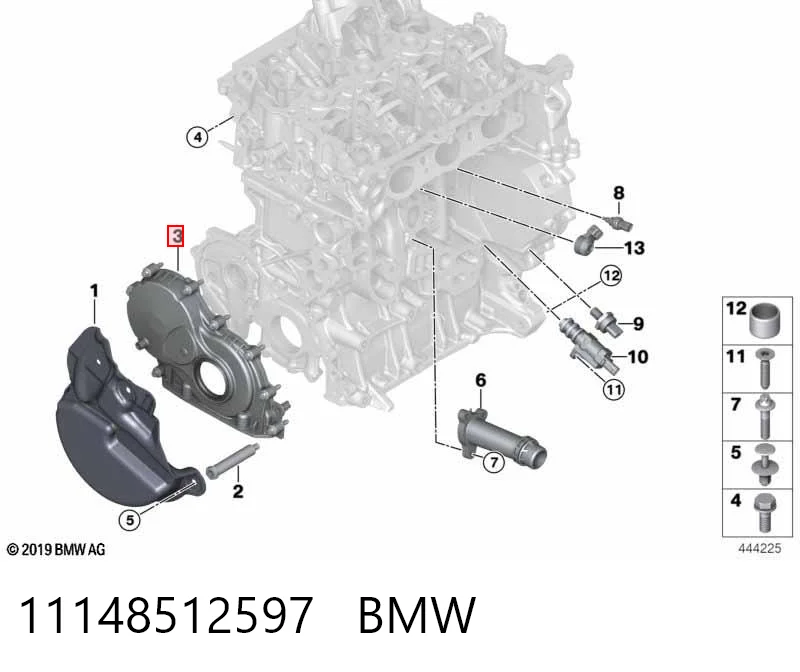 11148512597 BMW Tapa delantera del motor