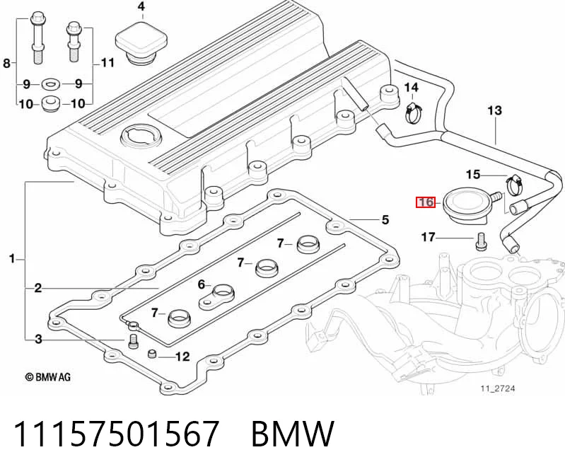 11157501567 BMW Válvula de ventilación del cárter