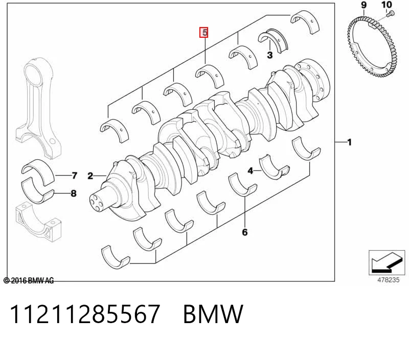 Kit cojinetes cigüeñal, estándar, (STD) BMW 1706847