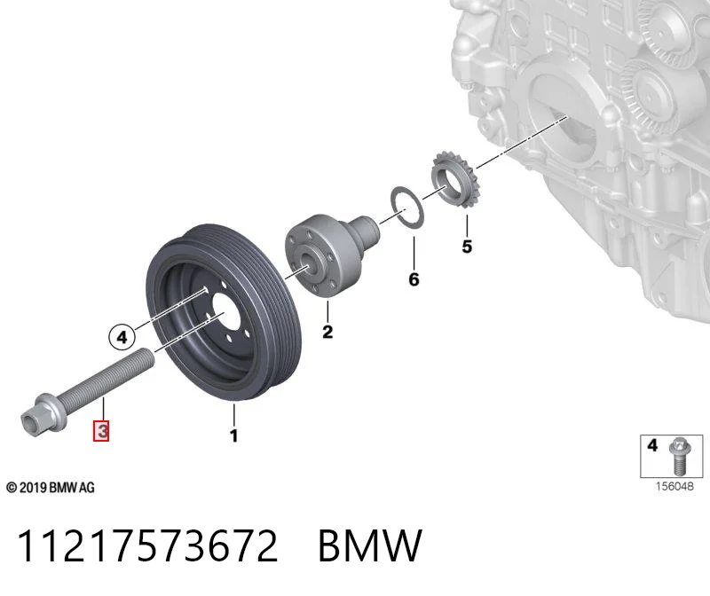 11217573672 BMW Perno de la polea del cigüeñal