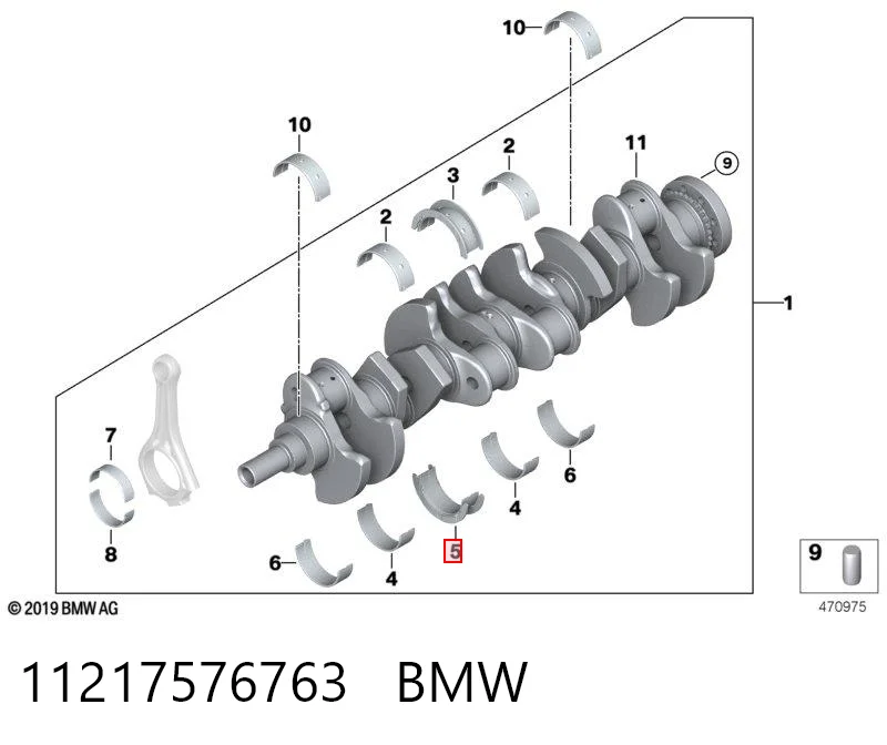 11217576763 BMW Juego de cojinetes de cigüeñal, cota de reparación (+0,25 mm)