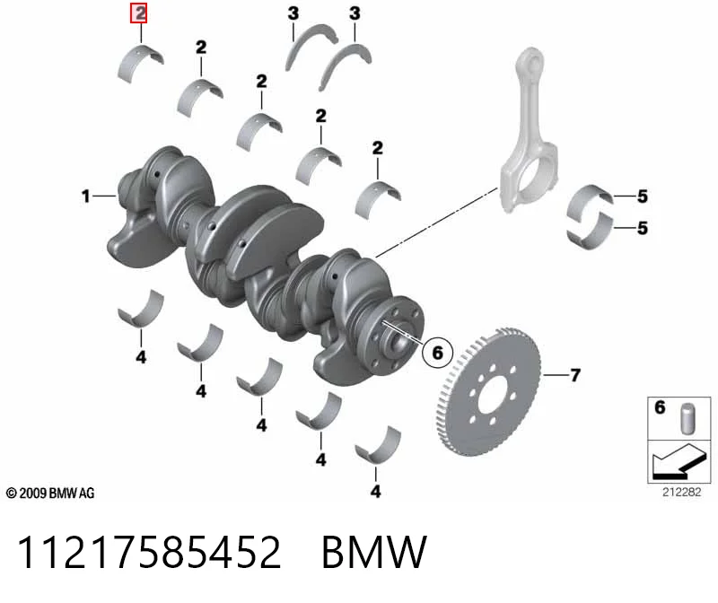 11217585452 BMW Juego de cojinetes de cigüeñal, cota de reparación (+0,25 mm)
