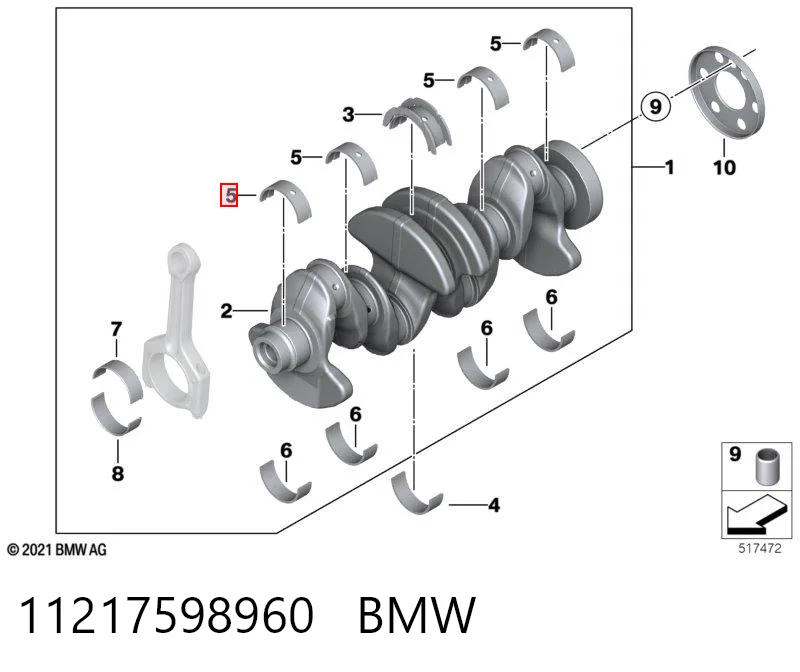 11217598960 BMW Juego de cojinetes de biela, cota de reparación (+0,25 mm)