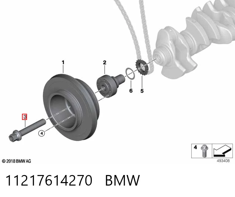 11217614270 BMW Perno de la polea del cigüeñal