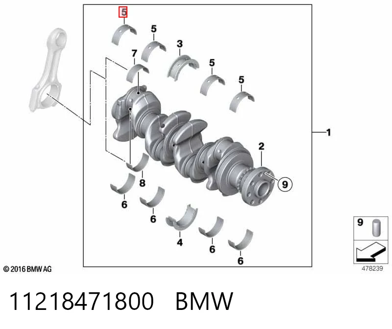11218471800 BMW Juego de cojinetes de cigüeñal, cota de reparación (+0,25 mm)