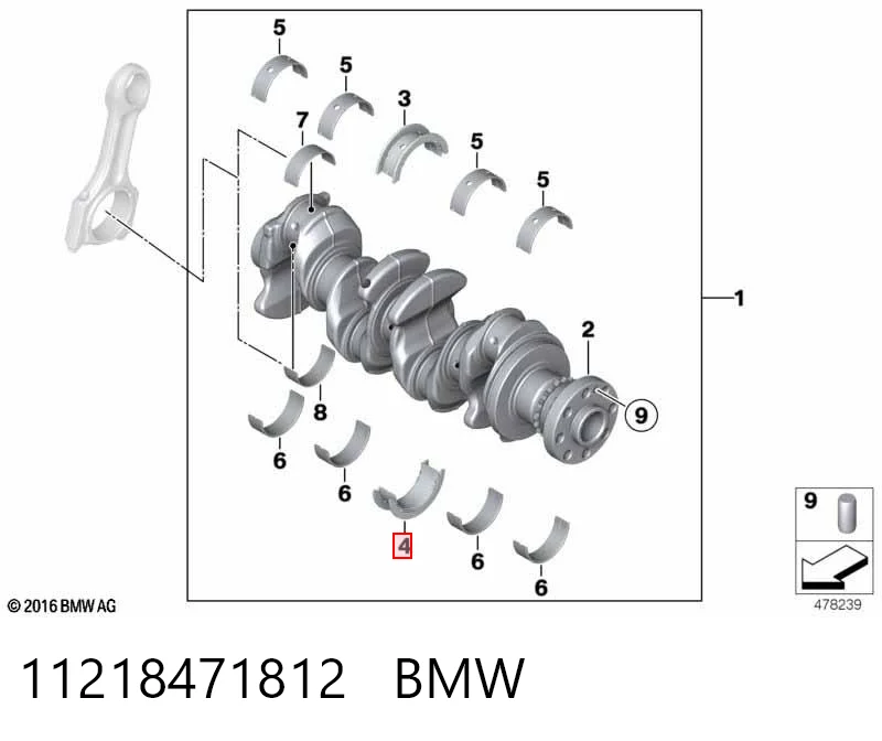 11218471812 BMW Juego de cojinetes de cigüeñal, estándar, STD