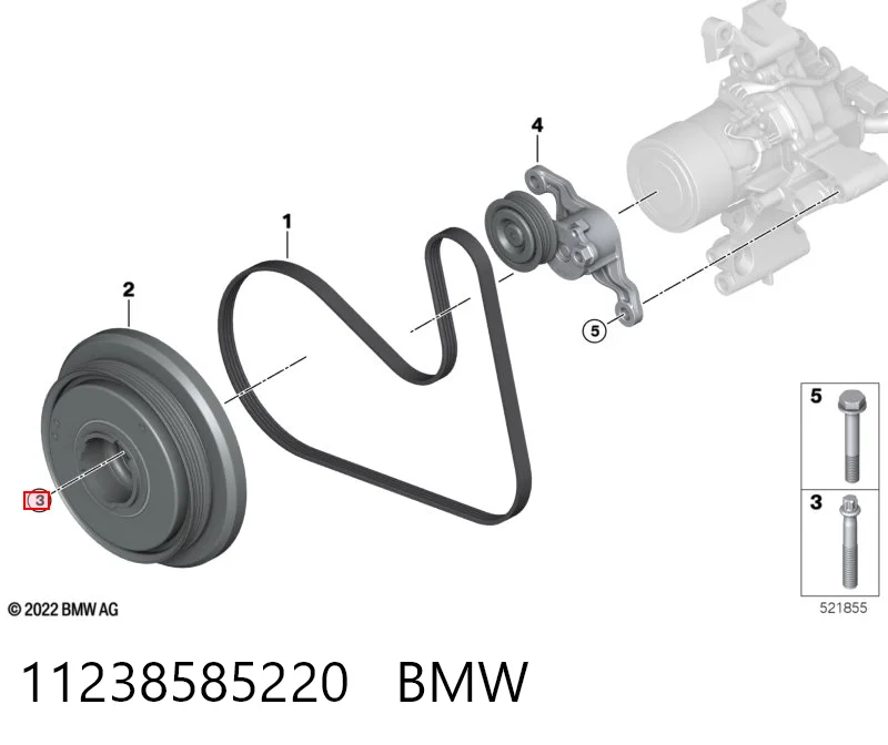 11238585220 BMW Perno de la polea del cigüeñal