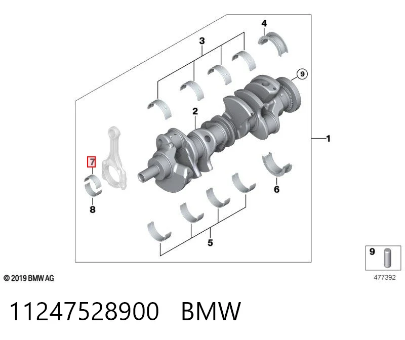 11247528900 BMW Juego de cojinetes de biela, estándar (STD)