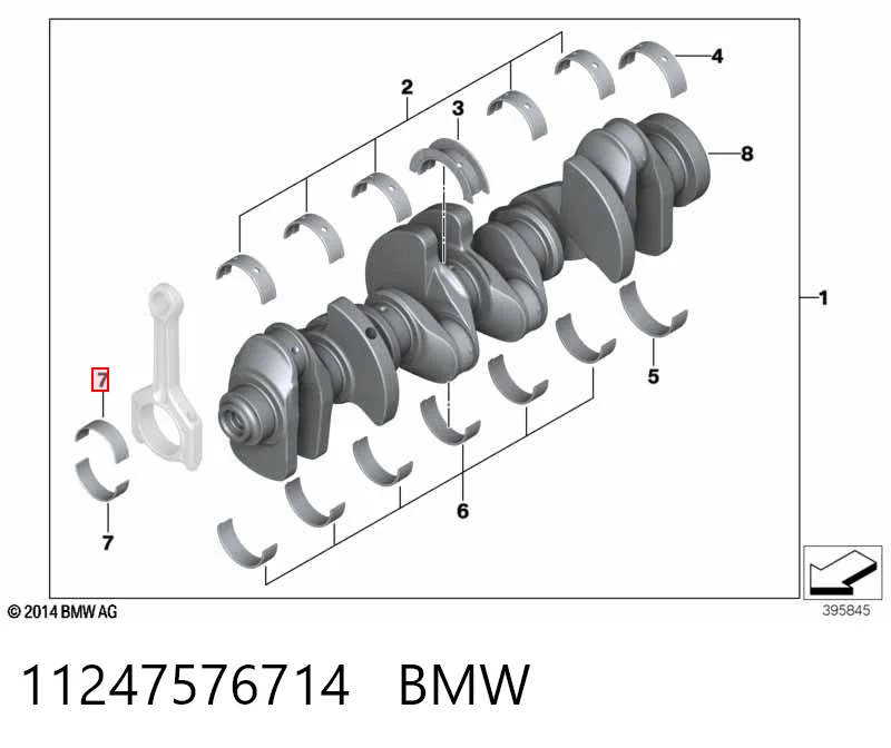 11247576714 BMW Juego de cojinetes de biela, estándar (STD)