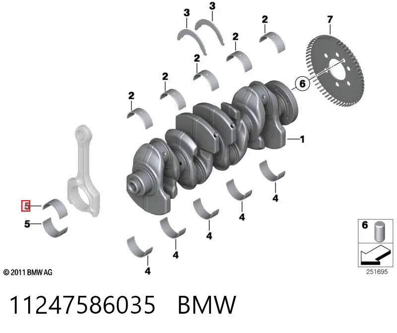 11247586035 BMW Juego de cojinetes de biela, estándar (STD)