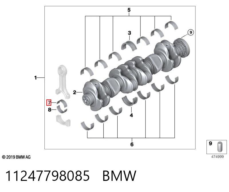11247798085 BMW Juego de cojinetes de biela, estándar (STD)