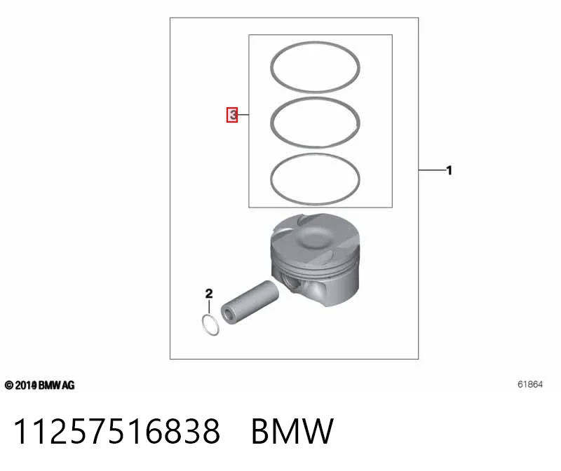 11257516838 BMW Juego de anillos de pistón para 1 cilindro, STD