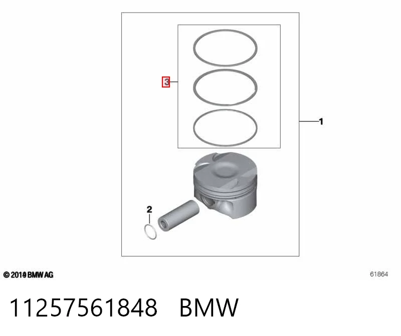 11257561848 BMW Juego de anillos de pistón para 1 cilindro, STD