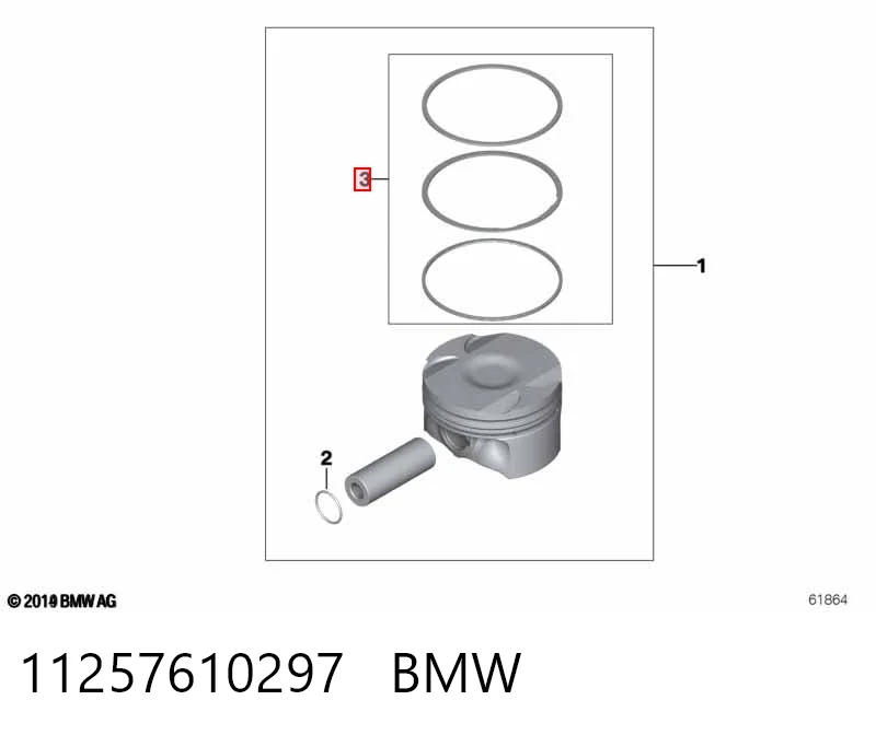 11257610297 BMW Juego de aros de pistón para compresor, 1 cilindro, STD