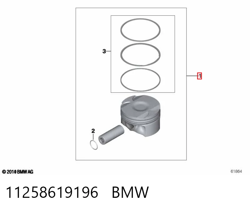 11258619196 BMW Pistón con bulón sin anillos, STD