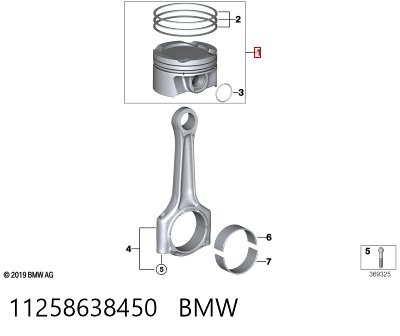 11258638450 BMW Pistón con bulón sin anillos, STD