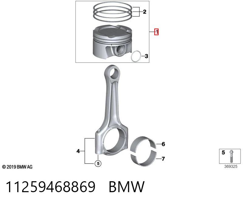 11259468869 BMW Pistón con bulón sin anillos, STD