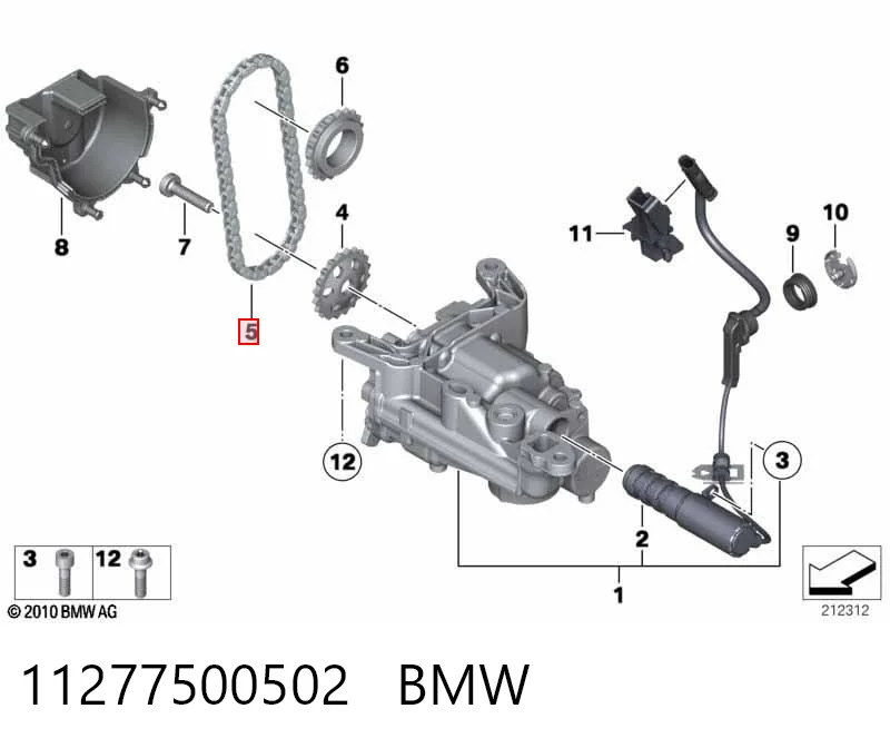 11277500502 BMW Cadena de bomba de aceite de motor