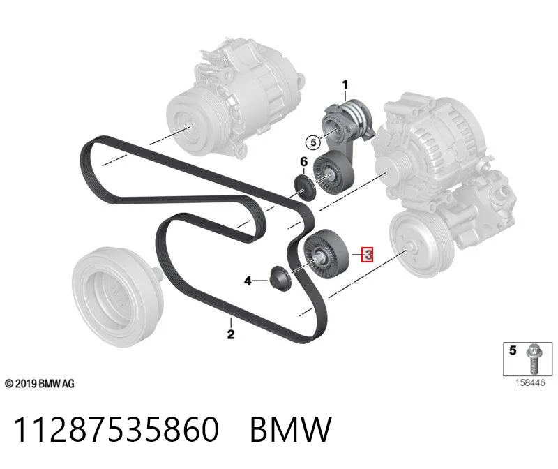 11287535860 BMW Polea guía correa poli V