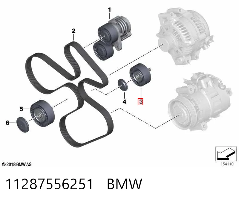 11287556251 BMW Polea guía correa poli V