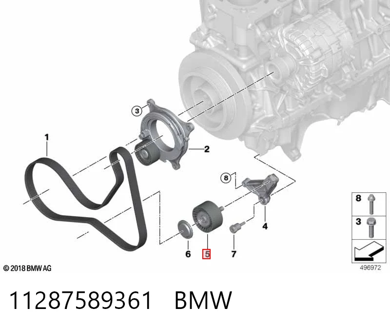 11287589361 BMW Polea guía correa poli V