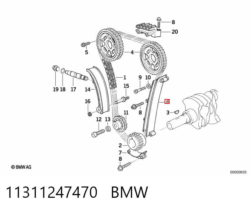 Guía izquierda de cadena de distribución 11311247470 BMW