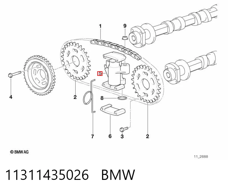 11311435026 BMW Tensor de cadena de distribución del árbol de levas derecho