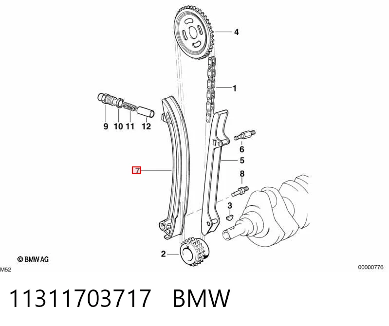 11311703717 BMW Guía del tensor de la cadena de distribución