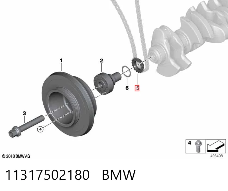11317502180 BMW Piñón del cigüeñal 
