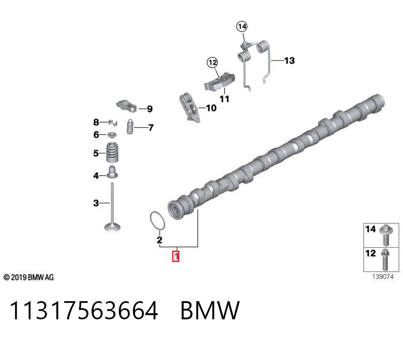 11317563664 BMW Árbol de levas de entrada