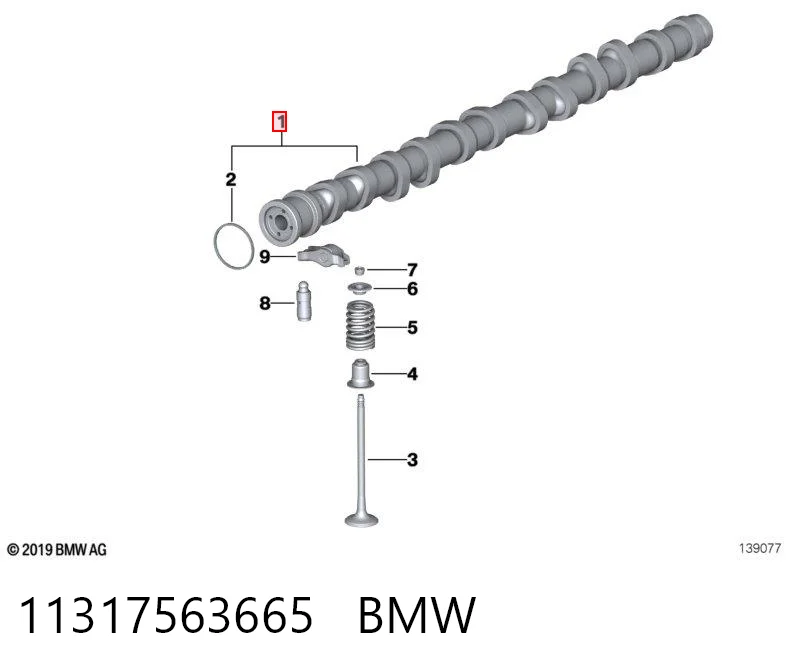 11317563665 BMW Eje de levas de escape
