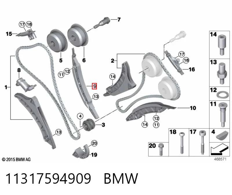 11317594909 BMW Guía de cadena de distribución